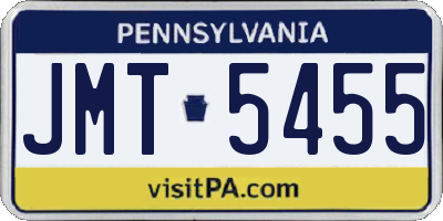 PA license plate JMT5455