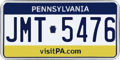 PA license plate JMT5476