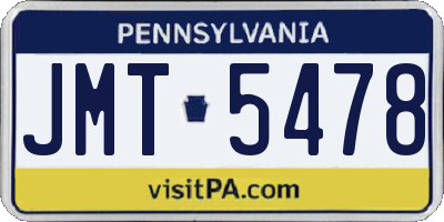 PA license plate JMT5478