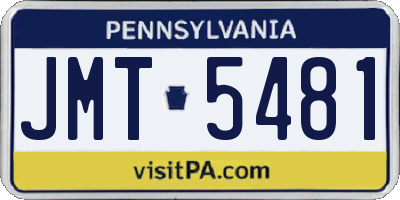 PA license plate JMT5481