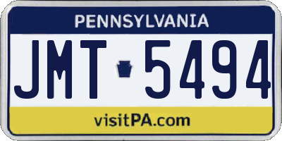 PA license plate JMT5494