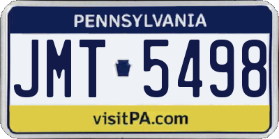 PA license plate JMT5498