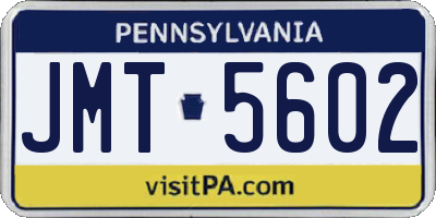PA license plate JMT5602
