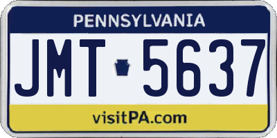 PA license plate JMT5637