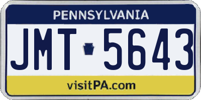 PA license plate JMT5643