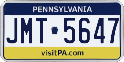 PA license plate JMT5647