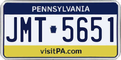 PA license plate JMT5651