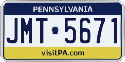 PA license plate JMT5671