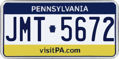 PA license plate JMT5672