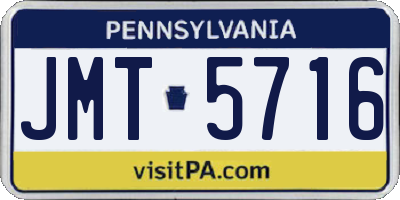 PA license plate JMT5716