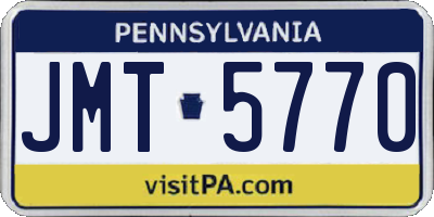 PA license plate JMT5770