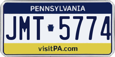 PA license plate JMT5774