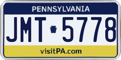 PA license plate JMT5778