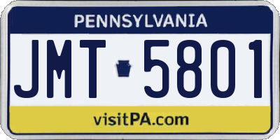 PA license plate JMT5801