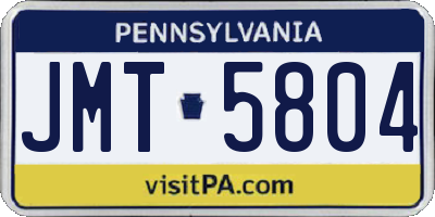 PA license plate JMT5804