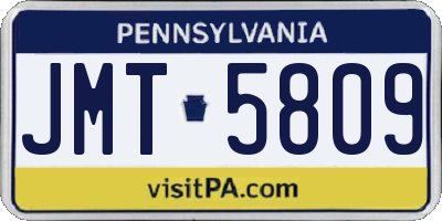PA license plate JMT5809