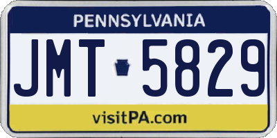 PA license plate JMT5829