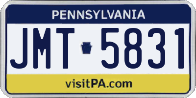 PA license plate JMT5831