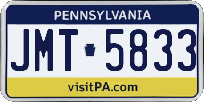PA license plate JMT5833