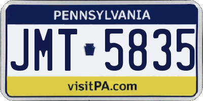 PA license plate JMT5835