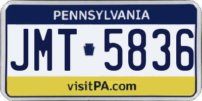 PA license plate JMT5836