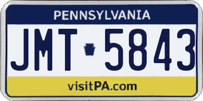 PA license plate JMT5843