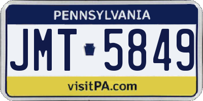 PA license plate JMT5849