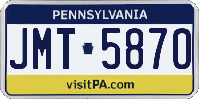 PA license plate JMT5870