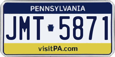 PA license plate JMT5871
