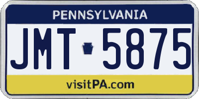 PA license plate JMT5875
