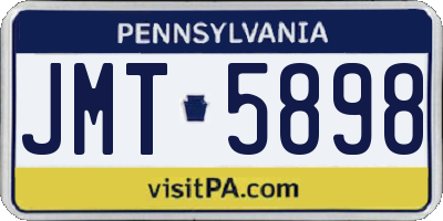 PA license plate JMT5898