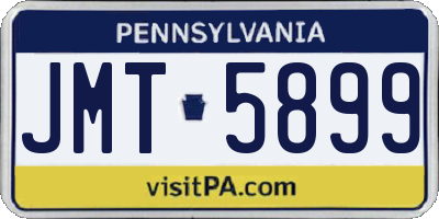PA license plate JMT5899