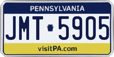 PA license plate JMT5905