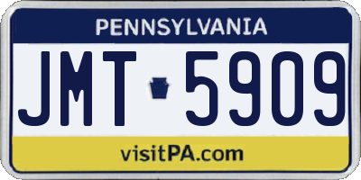 PA license plate JMT5909
