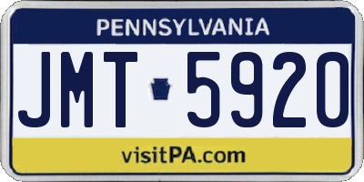PA license plate JMT5920