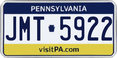 PA license plate JMT5922