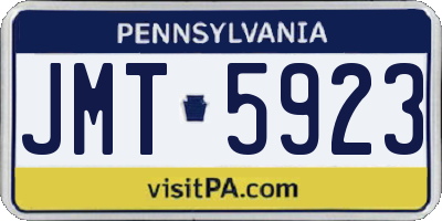 PA license plate JMT5923