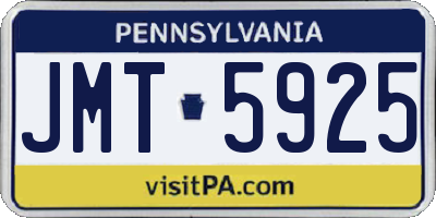 PA license plate JMT5925