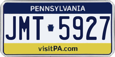 PA license plate JMT5927