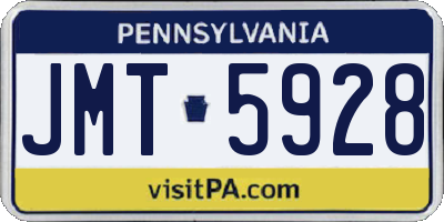 PA license plate JMT5928