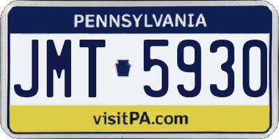 PA license plate JMT5930