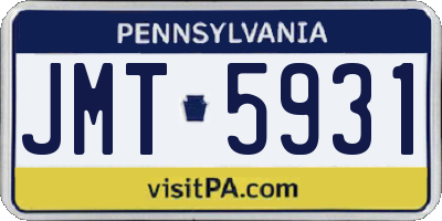 PA license plate JMT5931