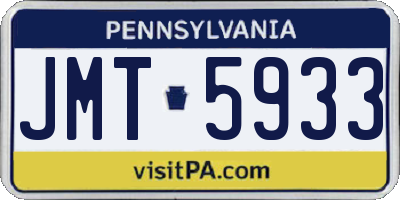 PA license plate JMT5933