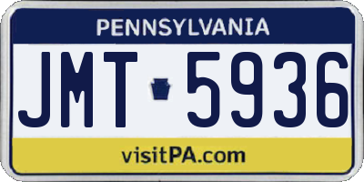 PA license plate JMT5936