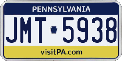 PA license plate JMT5938