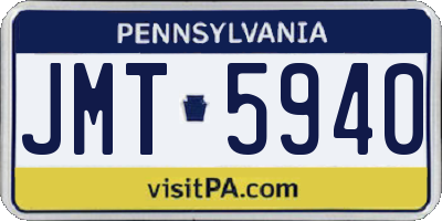 PA license plate JMT5940