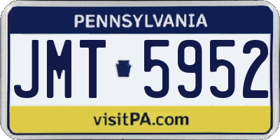 PA license plate JMT5952
