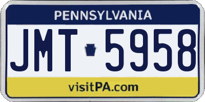 PA license plate JMT5958