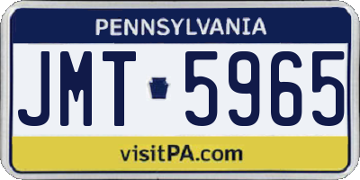PA license plate JMT5965