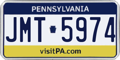 PA license plate JMT5974